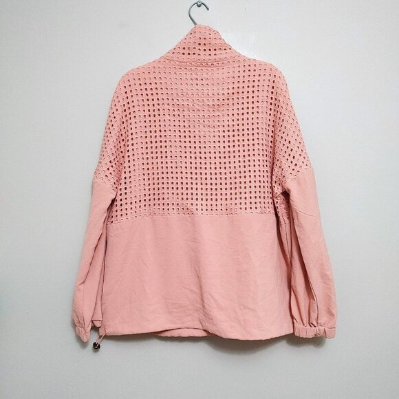 Entro Womens Size Medium Long Sleeves Peach 1/4  Zip Pullover Top Mock Neck - Picture 3 of 3